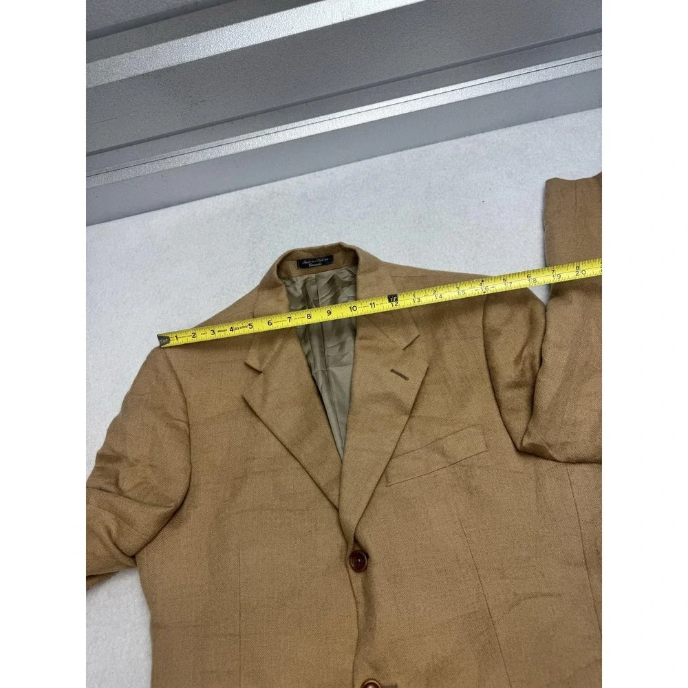 Saks Fifth Avenue Loro Piano Blazer Mens 38 Beige Herringbone 100% Camelhair